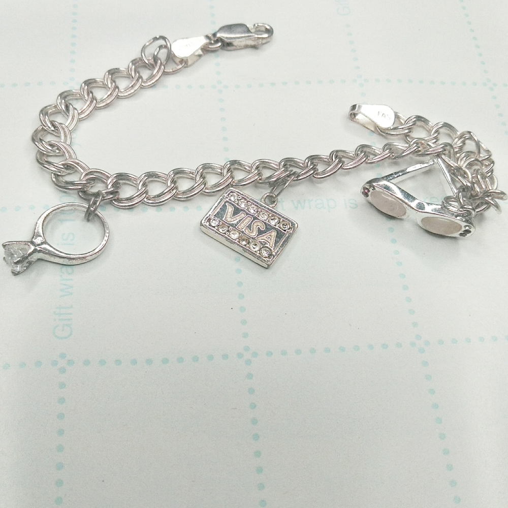 925 Silver Italy Designs by FMC Charm Bracelet